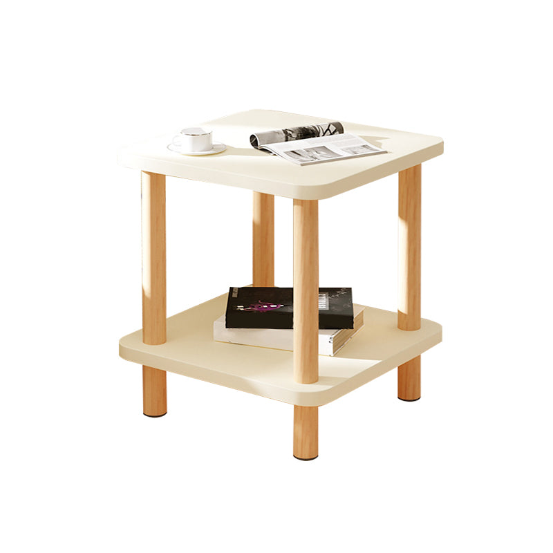 Modern Rectangular Corner Table Double Tier Wood Side End Table