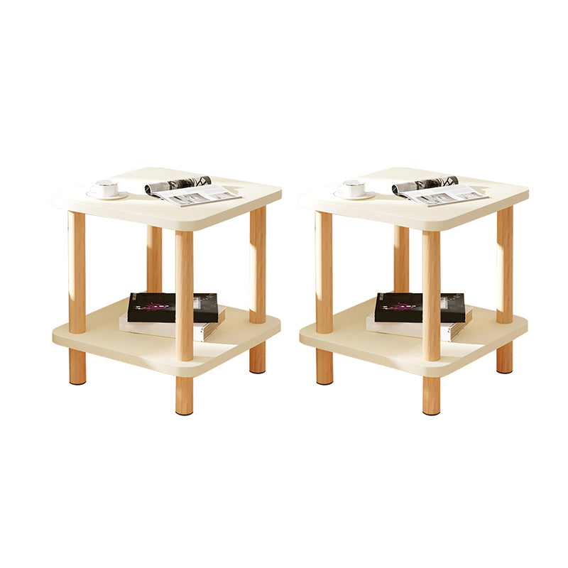Modern Rectangular Corner Table Double Tier Wood Side End Table