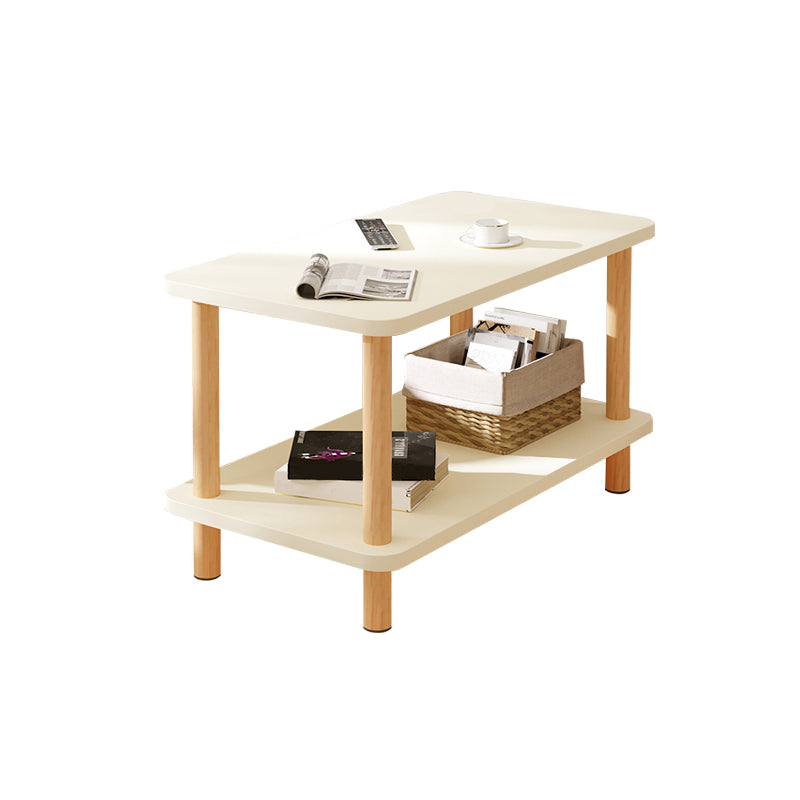 Modern Rectangular Corner Table Double Tier Wood Side End Table