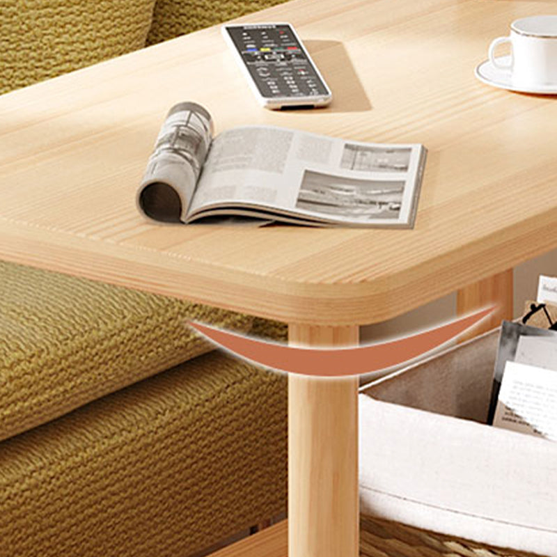 Modern Rectangular Corner Table Double Tier Wood Side End Table