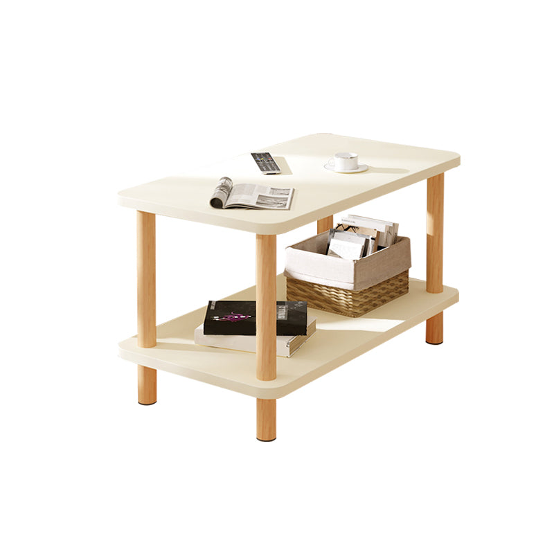 Modern Rectangular Corner Table Double Tier Wood Side End Table