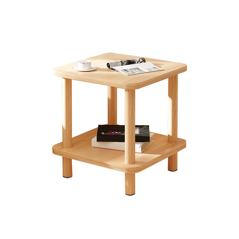 Modern Rectangular Corner Table Double Tier Wood Side End Table