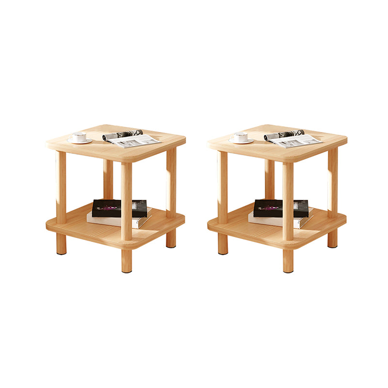 Modern Rectangular Corner Table Double Tier Wood Side End Table
