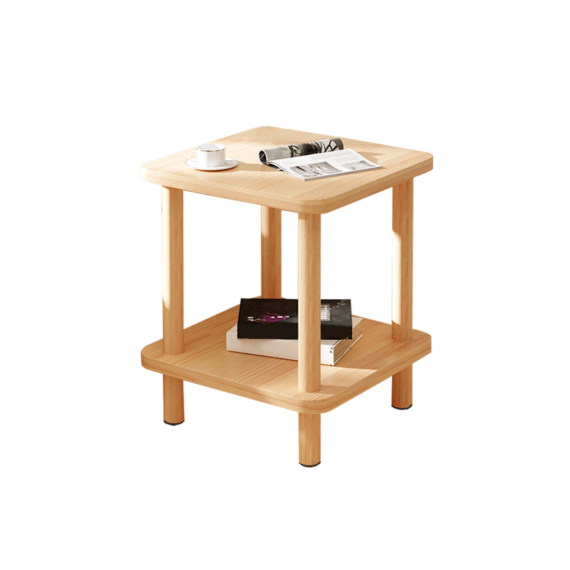 Modern Rectangular Corner Table Double Tier Wood Side End Table