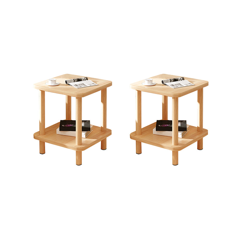 Modern Rectangular Corner Table Double Tier Wood Side End Table