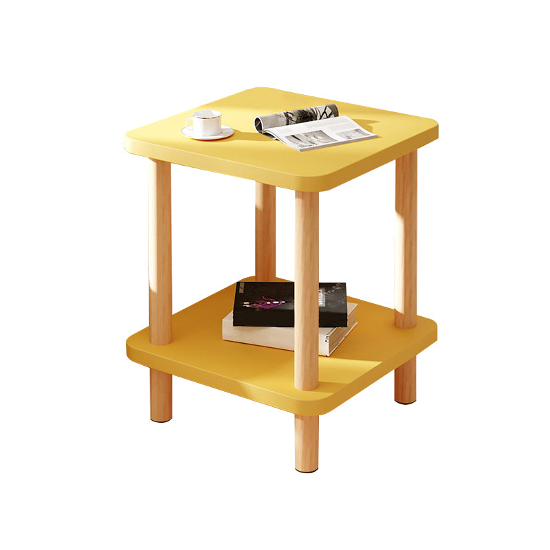 Modern Rectangular Corner Table Double Tier Wood Side End Table