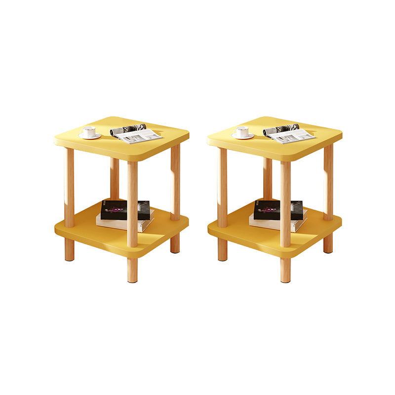 Modern Rectangular Corner Table Double Tier Wood Side End Table