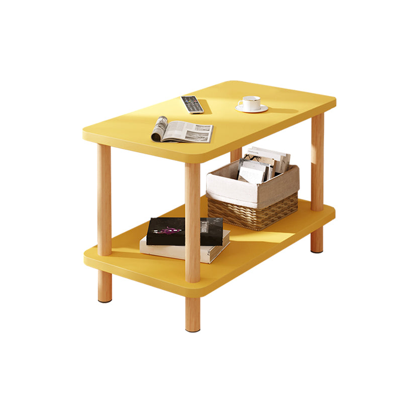 Modern Rectangular Corner Table Double Tier Wood Side End Table
