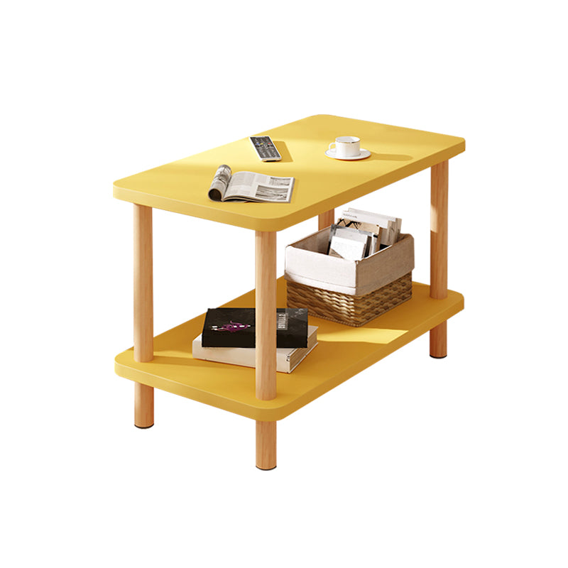 Modern Rectangular Corner Table Double Tier Wood Side End Table