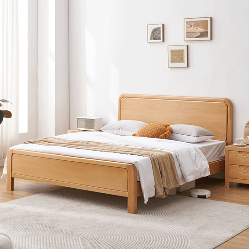 Contemporary Wood Standard Bed, Rectangular Panel Headboard Bed