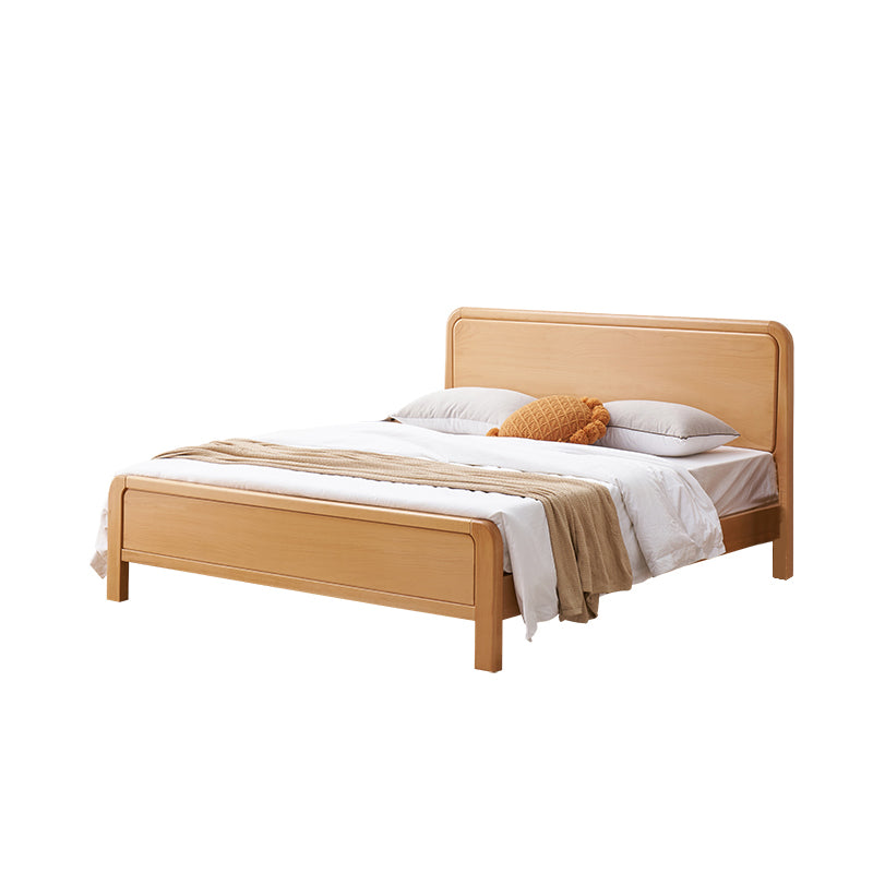 Contemporary Wood Standard Bed, Rectangular Panel Headboard Bed
