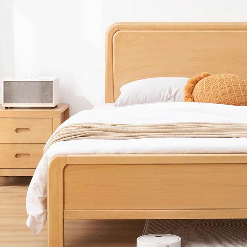 Contemporary Wood Standard Bed, Rectangular Panel Headboard Bed