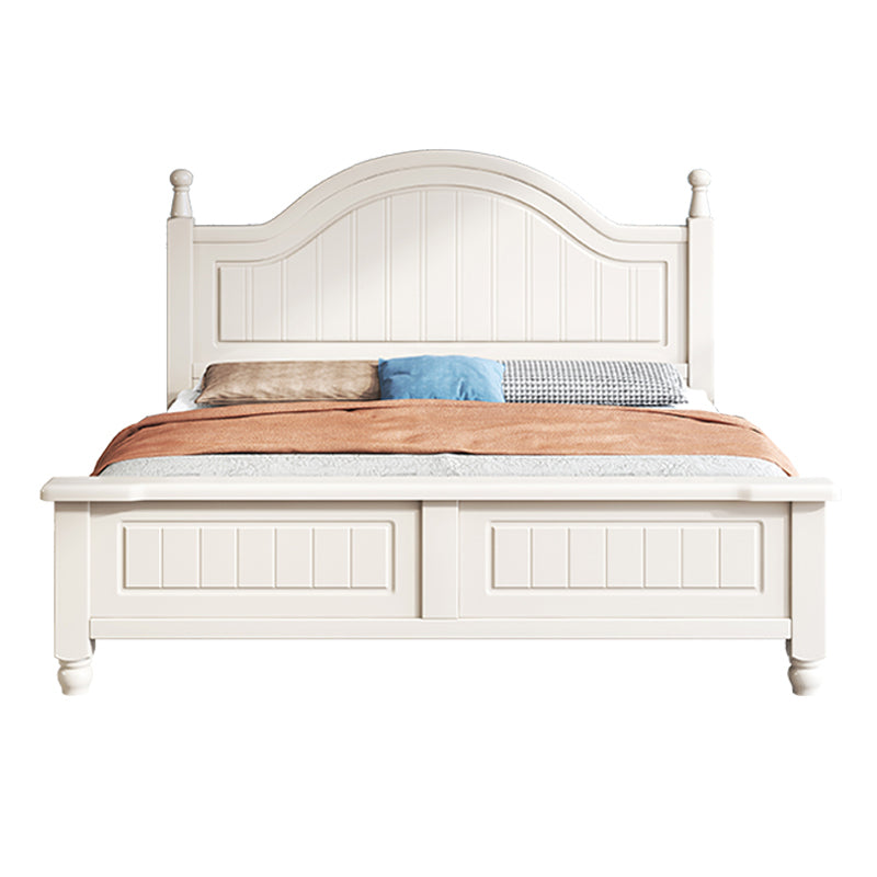 Contemporary Wood Arched Standard Bed, White Panel Headboard Bed