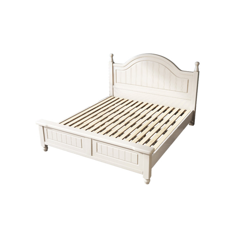 Contemporary Wood Arched Standard Bed, White Panel Headboard Bed