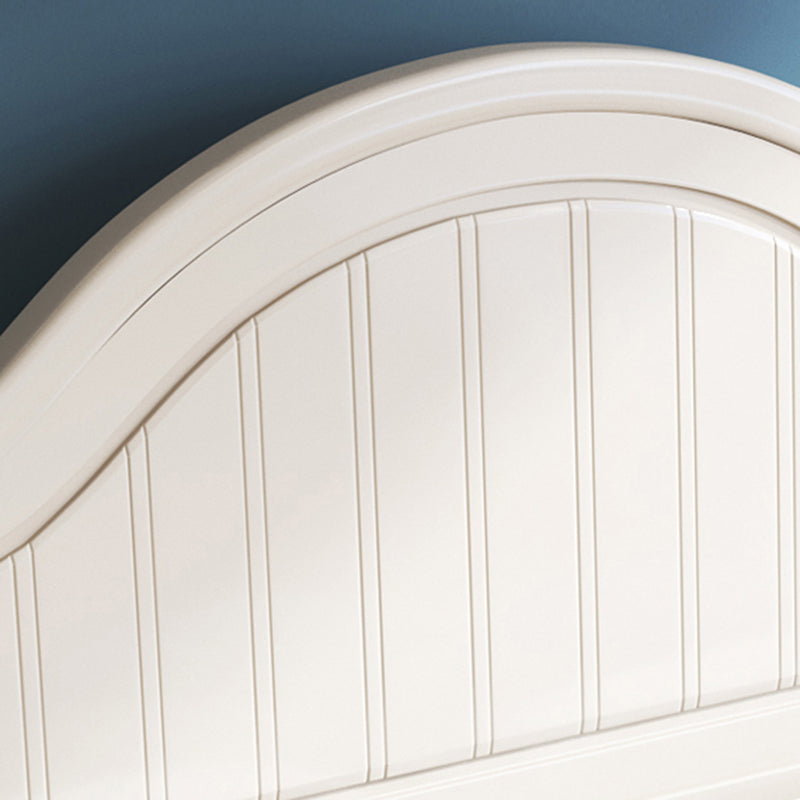 Contemporary Wood Arched Standard Bed, White Panel Headboard Bed