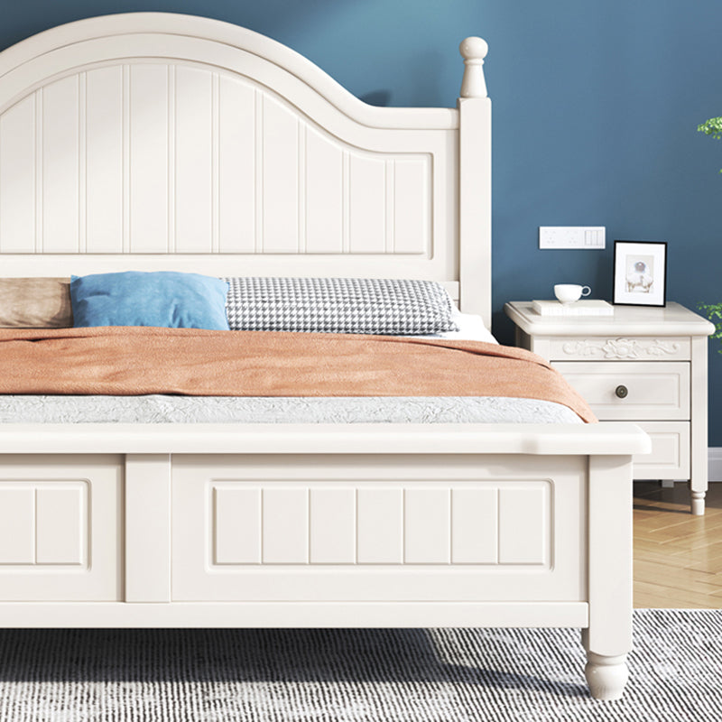 Contemporary Wood Arched Standard Bed, White Panel Headboard Bed