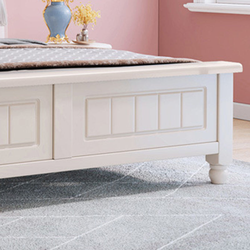 Contemporary Wood Arched Standard Bed, White Panel Headboard Bed