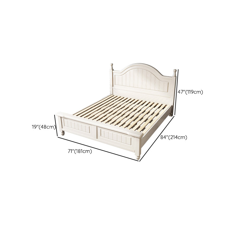 Contemporary Wood Arched Standard Bed, White Panel Headboard Bed