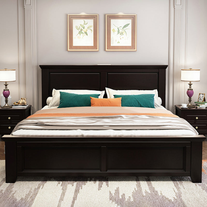 Contemporary Wood Standard Bed, Panel Rectangular Headboard Bed