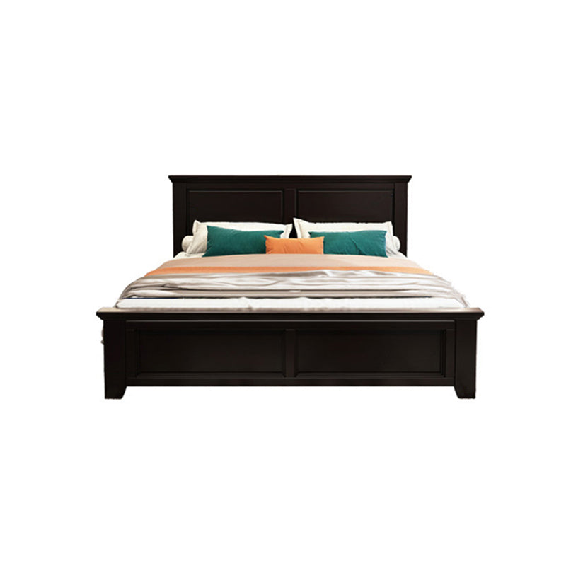 Contemporary Wood Standard Bed, Panel Rectangular Headboard Bed