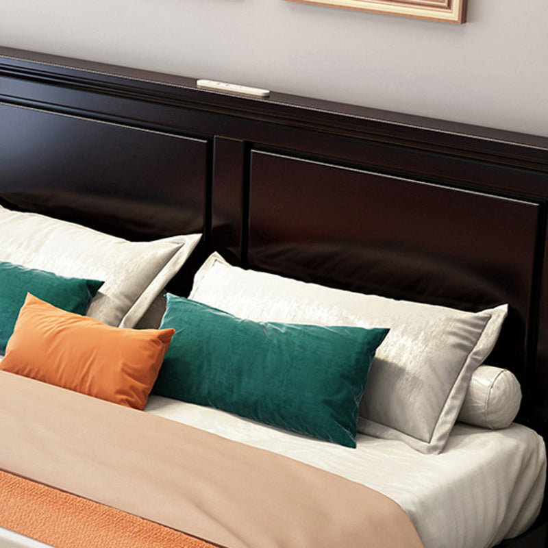 Contemporary Wood Standard Bed, Panel Rectangular Headboard Bed