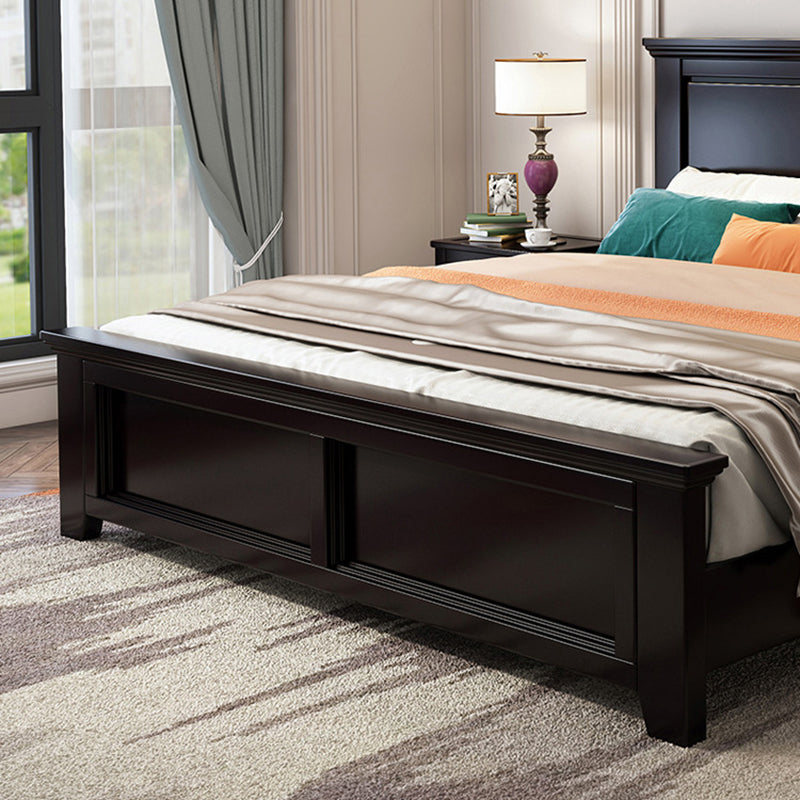 Contemporary Wood Standard Bed, Panel Rectangular Headboard Bed