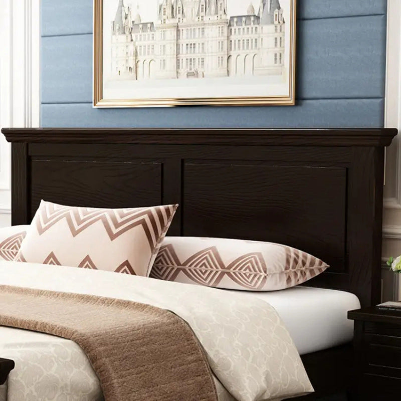 Contemporary Wood Standard Bed, Panel Rectangular Headboard Bed