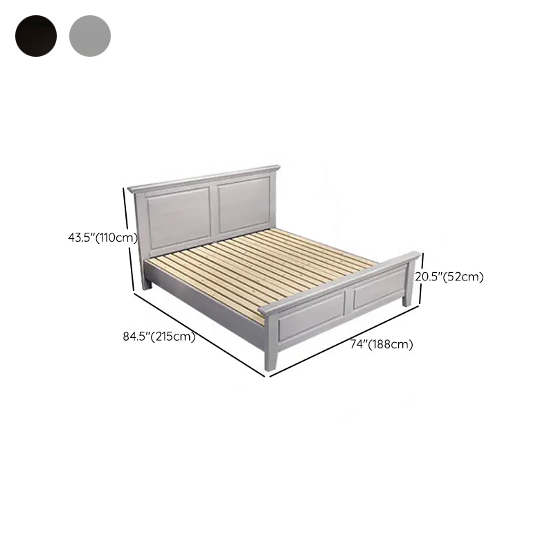 Contemporary Wood Standard Bed, Panel Rectangular Headboard Bed