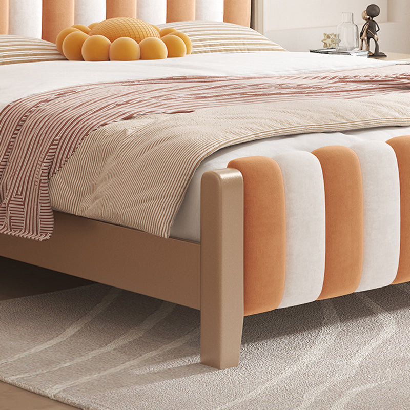 Contemporary Upholstered Standard Bed, Panel Rectangular Headboard Bed