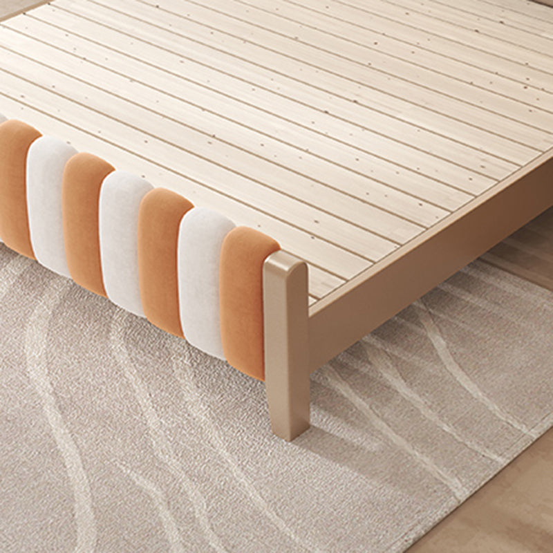 Contemporary Upholstered Standard Bed, Panel Rectangular Headboard Bed