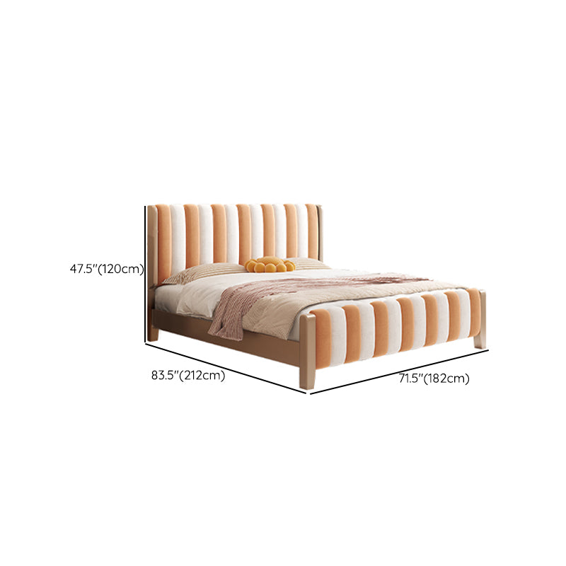 Contemporary Upholstered Standard Bed, Panel Rectangular Headboard Bed