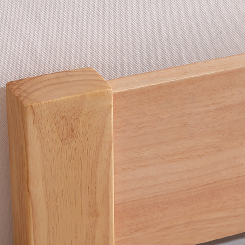 Contemporary Wood Standard Bed, Slat Rectangular Headboard Bed