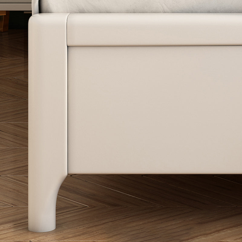 Contemporary White Wood Standard Bed, Rectangular Panel Headboard Bed