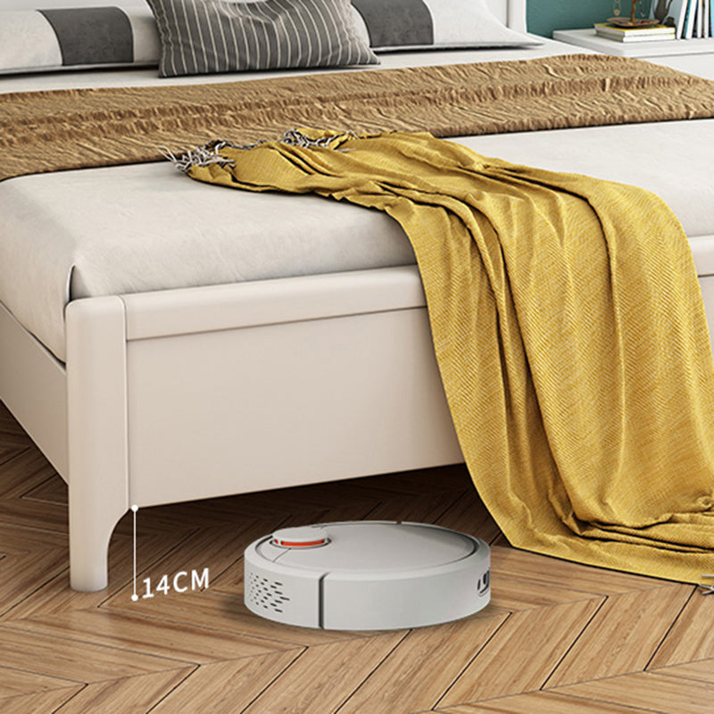 Contemporary White Wood Standard Bed, Rectangular Panel Headboard Bed