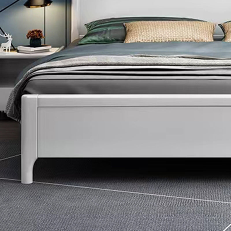 Contemporary White Wood Standard Bed, Rectangular Panel Headboard Bed