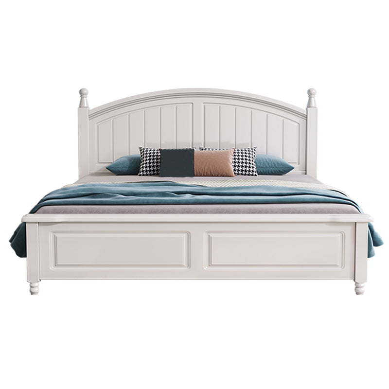 Contemporary White Wood Arched Standard Bed, Panel Headboard Bed