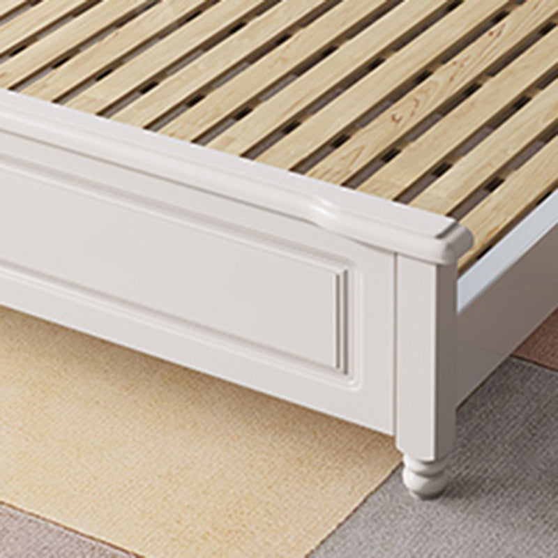 Contemporary White Wood Arched Standard Bed, Panel Headboard Bed