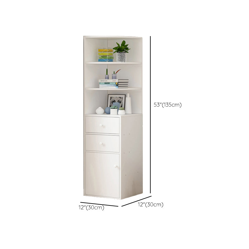 Contemporary White Water Resistant Cabinet with Drawers Corner Cabinet