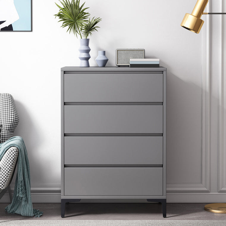 Contemporary Grey Rectangle Accent Chest with Drawers and Metal Legs