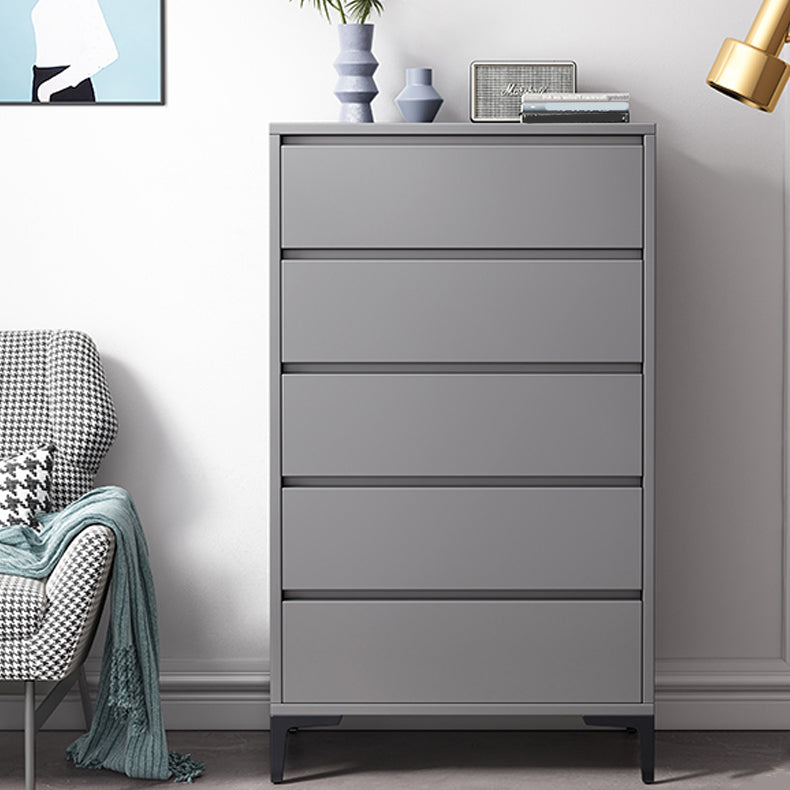 Contemporary Grey Rectangle Accent Chest with Drawers and Metal Legs