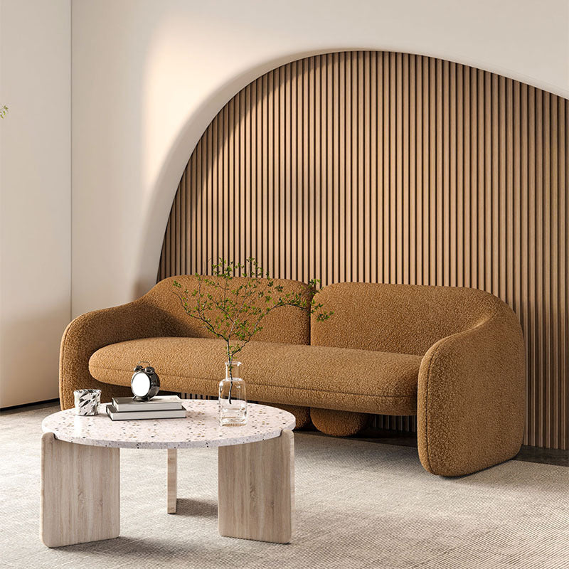 Contemporary Fabric Standard Settee Sloped Arm Sofa for Living Room