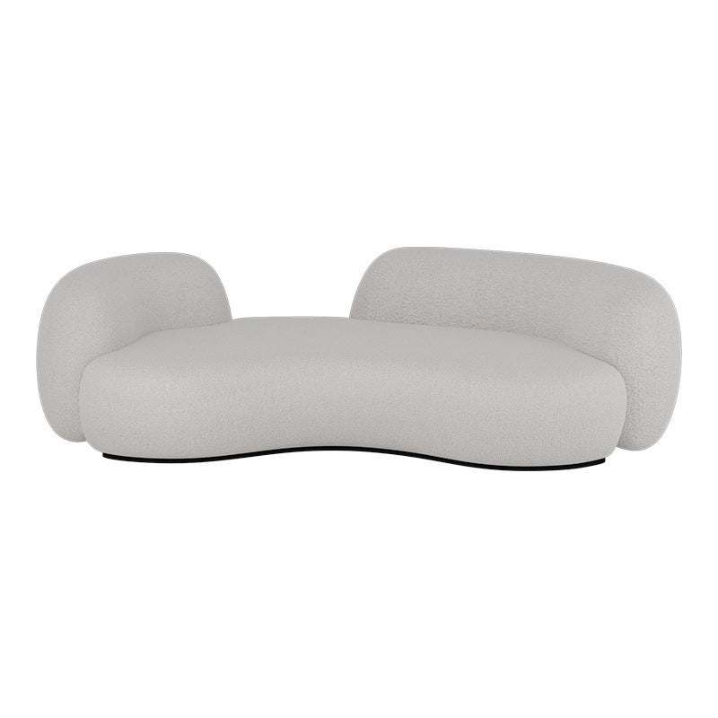 Contemporary Tuxedo Arm Sofa Fabric Sofa in White, Tight Back Curved Sofa