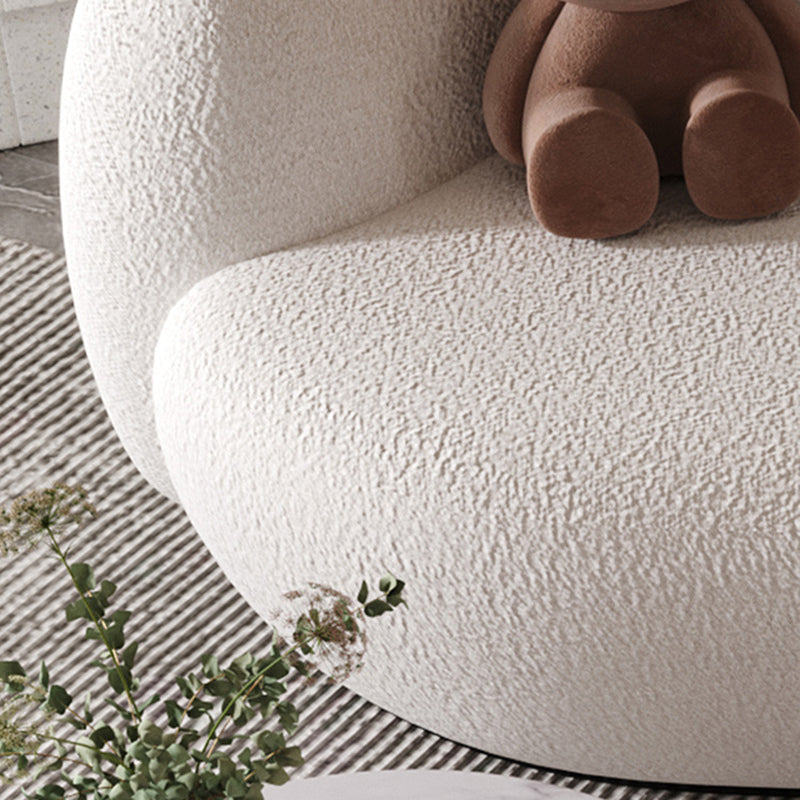 Contemporary Tuxedo Arm Sofa Fabric Sofa in White, Tight Back Curved Sofa