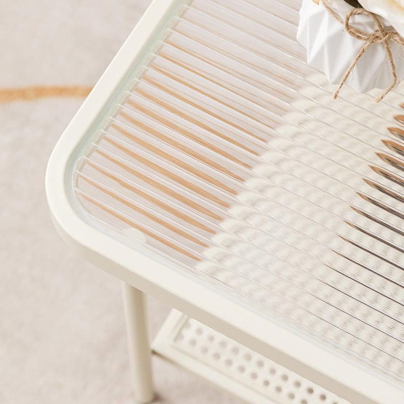Rectangle Glass Coffee Table 15.75"H Sled Cocktail Table with Shelf