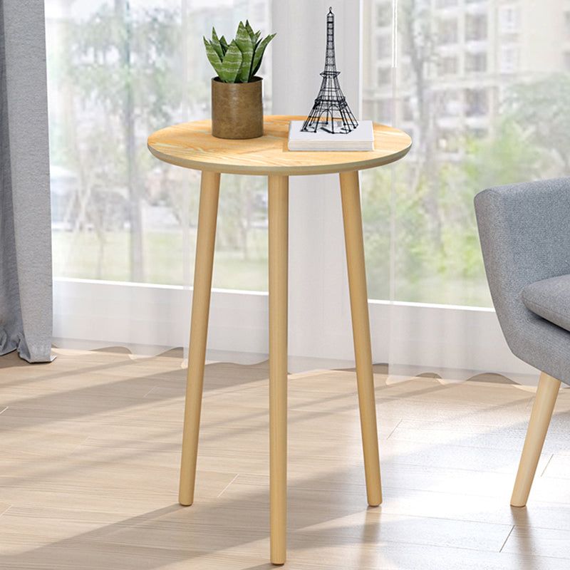 Contemporary Round Wooden Coffee Table 3 Legs Cocktail Table