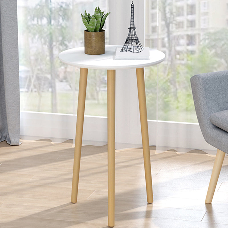Contemporary Round Wooden Coffee Table 3 Legs Cocktail Table