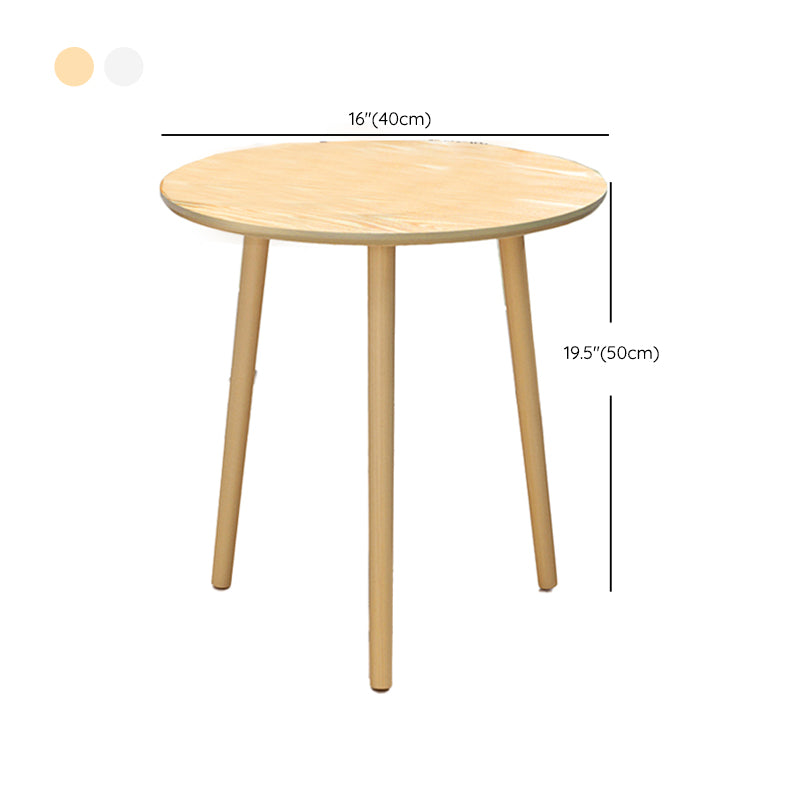 Contemporary Round Wooden Coffee Table 3 Legs Cocktail Table