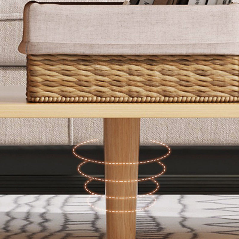 Rectangle Wooden Coffee Table 16.53"H 4 Legs Cocktail Table with Storage