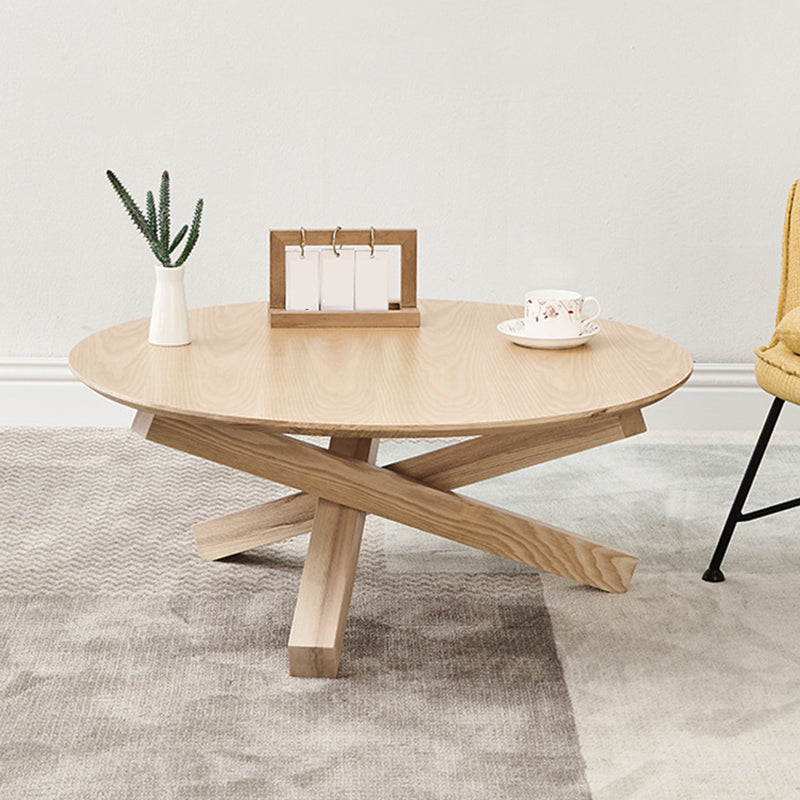 Scandinavian Coffee Table with Solid Wood Cross Legs in Natural