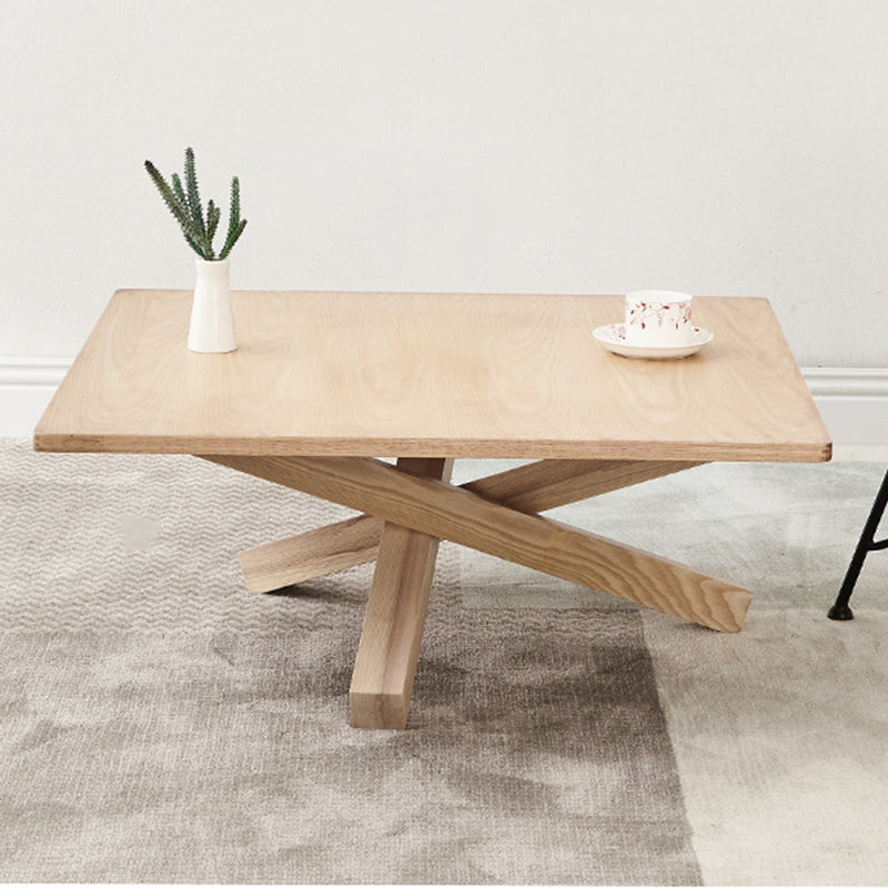Scandinavian Coffee Table with Solid Wood Cross Legs in Natural